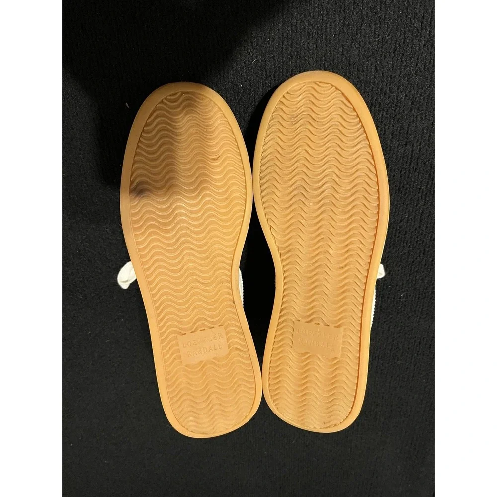 Loeffler Randall Gia Sneakers 7.5 Cream‎ Suede Canvas Leopard Beaded Portugal